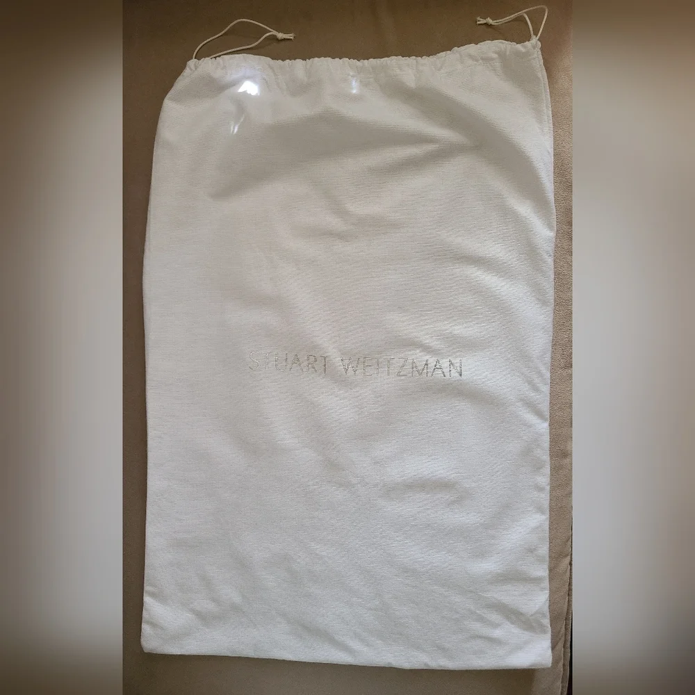 Stuart Weitzman White & Silver XL Boots & Purses Dust Bag
